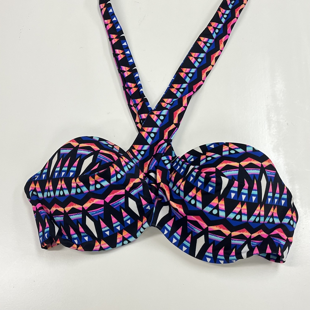 Victoria's Secret PINK Bikini Swim Top Womens Small Geometric Halter Strap Swimw
